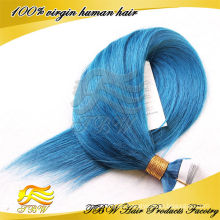 100% virgin malaysian human hair tape hair wholesale price hot blue hair weave color